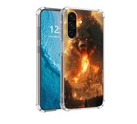 DISUOFEART for Samsung Galaxy A26 5G Phone Case, Anti-Scratch Transparent Hard Back Phone Cover, Fiery Wolf Spirit Burning Castle Clear Slim Shockproof Military-Grade Protection