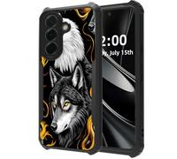DISUOFEART for Samsung Galaxy A26 5G Phone Case, Eagle and Wolf with Flames Military Grade Defense, Air-Cushioned Shock-Resistant Corner Guards, Yellowing-Proof Acrylic Backplate