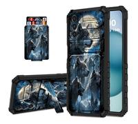 DISUOFEART for Samsung Galaxy A26 5G Phone Case Wallet with Card Holder Stand, Slim Dual Layer Shockproof Protective Phone Cover with Kickstand Full Body Protection, Wolves Howling Beneath Full Moon