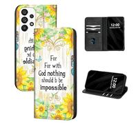DISUOFEART for Samsung Galaxy A32 5G Phone Case Wallet, Leather Flip Cover with RFID Blocking, Card Holder, Magnetic Closure, Sunflower Butterfly Faith Kickstand Full Body Protective Case