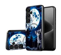 DISUOFEART for Samsung Galaxy A34 5G Phone Case, Two Wolves Howling at The Moon Military-Grade Shockproof Protection, Camera Lens Protector & Adjustable Kickstand, Heavy Duty Drop Protection