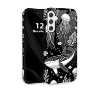 DISUOFEART for Samsung Galaxy A34 5G Phone Case with Double Layer Protection - Film Design 2 in 1 Phone Cover, Jellyfish and Whale Shark Hard Back Panel + Soft TPU Inner