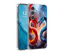 DISUOFEART for Samsung Galaxy A35 5G Phone Case with Pattern Design, Anti-Scratch Transparent Hard Back Phone Cover, Two Dragons Fighting Clear Slim Shockproof Military-Grade Protection