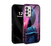 DISUOFEART for Samsung Galaxy A52 5G Phone Case with Double Layer Protection - Film Design 2 in 1 Phone Cover, Raven on Gatepost in Purple Haze Hard Back Panel + Soft TPU Inner