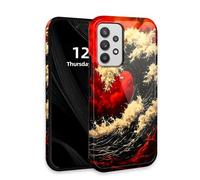DISUOFEART for Samsung Galaxy A53 5G Phone Case with Double Layer Protection - Film Design 2 in 1 Phone Cover, Red Wave in Fiery Sky Hard Back Panel + Soft TPU Inner