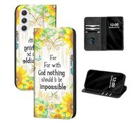 DISUOFEART for Samsung Galaxy A54 5G Phone Case Wallet, Leather Flip Cover with RFID Blocking, Card Holder, Magnetic Closure, Sunflower Butterfly Faith Kickstand Full Body Protective Case