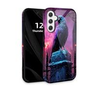 DISUOFEART for Samsung Galaxy A54 5G Phone Case with Double Layer Protection - Film Design 2 in 1 Phone Cover, Raven on Gatepost in Purple Haze Hard Back Panel + Soft TPU Inner