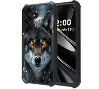 DISUOFEART for Samsung Galaxy A54 5G Phone Case, Wolf with Glowing Eyes in Snowfall Military Grade Defense, Air-Cushioned Shock-Resistant Corner Guards, Yellowing-Proof Acrylic Backplate