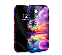 DISUOFEART for Samsung Galaxy A56 5G Phone Case with Double Layer Protection - Film Design 2 in 1 Phone Cover, Enchanted Moonlit Tropical Shore Hard Back Panel + Soft TPU Inner