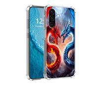DISUOFEART for Samsung Galaxy A56 5G Phone Case with Pattern Design, Anti-Scratch Transparent Hard Back Phone Cover, Two Dragons Fighting Clear Slim Shockproof Military-Grade Protection