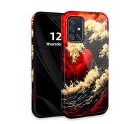 DISUOFEART for Samsung Galaxy A71 5G Phone Case with Double Layer Protection - Film Design 2 in 1 Phone Cover, Red Wave in Fiery Sky Hard Back Panel + Soft TPU Inner