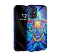 DISUOFEART for Samsung Galaxy A71 5G Phone Case with Double Layer Protection - Film Design 2 in 1 Phone Cover, Rainbow Turtle in Cosmic Light Hard Back Panel + Soft TPU Inner