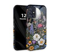 DISUOFEART for Samsung Galaxy A71 5G Phone Case with Double Layer Protection - Film Design 2 in 1 Phone Cover, Wildflower Under The Moonlight Hard Back Panel + Soft TPU Inner
