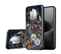 DISUOFEART for Samsung Galaxy S21 Case, Wildflower Under The Moonlight Military-Grade Shockproof Protection, Camera Lens Protector & Adjustable Kickstand, Heavy Duty Drop Protection