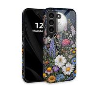 DISUOFEART for Samsung Galaxy S21 Case with Double Layer Protection - Film Design 2 in 1 Phone Cover, Wildflower Under The Moonlight Hard Back Panel + Soft TPU Inner
