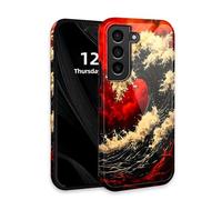DISUOFEART for Samsung Galaxy S21 Plus Case with Double Layer Protection - Film Design 2 in 1 Phone Cover, Red Wave in Fiery Sky Hard Back Panel + Soft TPU Inner