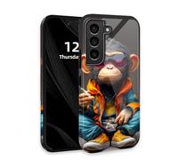 DISUOFEART for Samsung Galaxy S22 Plus Case with Double Layer Protection - Film Design 2 in 1 Phone Cover, Cool Chimp in Sunglasses Hard Back Panel + Soft TPU Inner