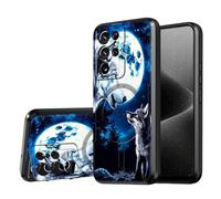 DISUOFEART for Samsung Galaxy S22 Ultra Case, Two Wolves Howling at The Moon Military-Grade Shockproof Protection, Camera Lens Protector & Adjustable Kickstand, Heavy Duty Drop Protection
