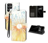 DISUOFEART for Samsung Galaxy S22 Ultra Case Wallet with Card Holder, Rays Emanating from The Sun RFID Blocking Leather Flip Cover Magnetic Snap and Kickstand