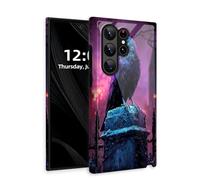 DISUOFEART for Samsung Galaxy S22 Ultra Case with Double Layer Protection - Film Design 2 in 1 Phone Cover, Raven on Gatepost in Purple Haze Hard Back Panel + Soft TPU Inner