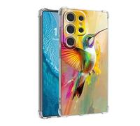 DISUOFEART for Samsung Galaxy S22 Ultra Case with Pattern Design, Anti-Scratch Transparent Hard Back Phone Cover, Hummingbird in Flight Clear Slim Shockproof Military-Grade Protection