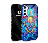 DISUOFEART for Samsung Galaxy S23 Case with Double Layer Protection - Film Design 2 in 1 Phone Cover, Rainbow Turtle in Cosmic Light Hard Back Panel + Soft TPU Inner