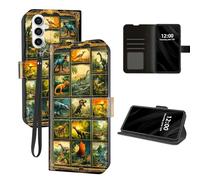 DISUOFEART for Samsung Galaxy S23 FE Case Wallet with Card Holder, Dinosaur Art Collage in Frame RFID Blocking Leather Flip Cover Magnetic Snap and Kickstand