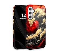 DISUOFEART for Samsung Galaxy S23 FE Case with Double Layer Protection - Film Design 2 in 1 Phone Cover, Red Wave in Fiery Sky Hard Back Panel + Soft TPU Inner