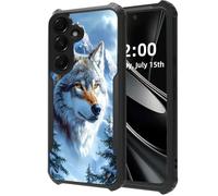 DISUOFEART for Samsung Galaxy S23 FE Case, Wolf in Snowy Mountainscape Military Grade Defense, Air-Cushioned Shock-Resistant Corner Guards, Yellowing-Proof Acrylic Backplate