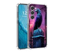 DISUOFEART for Samsung Galaxy S23 Plus Case, Anti-Scratch Transparent Hard Back Phone Cover, Raven on Gatepost in Purple Haze Clear Slim Shockproof Military-Grade Protection