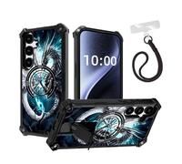 DISUOFEART for Samsung Galaxy S24 FE Case, Military Grade Shockproof ArmorShield with Hidden Kickstand, White Dragon and Black Dragon Heavy Duty Protective Cover [Compatible with Mag-Safe]