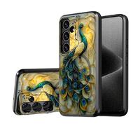 DISUOFEART for Samsung Galaxy S24 FE Case, Ornate Peacock Art Military-Grade Shockproof Protection, Camera Lens Protector & Adjustable Kickstand, Heavy Duty Drop Protection