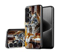DISUOFEART for Samsung Galaxy S24 FE Case, Wolves on Snowy Autumn Ledge Military-Grade Shockproof Protection, Camera Lens Protector & Adjustable Kickstand, Heavy Duty Drop Protection