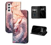 DISUOFEART for Samsung Galaxy S24 Plus Case Wallet, Leather Flip Cover with RFID Blocking, Card Holder, Magnetic Closure, White Dragon with Cherry Blossoms Kickstand Full Body Protective Case