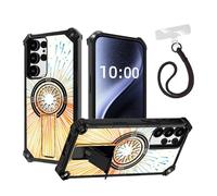 DISUOFEART for Samsung Galaxy S24 Ultra Case, Military Grade Shockproof ArmorShield with Hidden Kickstand, Rays Emanating from The Sun Heavy Duty Protective Cover [Compatible with Mag-Safe]