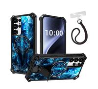 DISUOFEART for Samsung Galaxy S24 Ultra Case, Military Grade Shockproof ArmorShield with Hidden Kickstand, Majestic Blue Dragon Heavy Duty Protective Cover [Compatible with Mag-Safe]