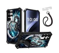 DISUOFEART for Samsung Galaxy S24 Ultra Case, Military Grade Shockproof ArmorShield with Hidden Kickstand, White Dragon and Black Dragon Heavy Duty Protective Cover [Compatible with Mag-Safe]