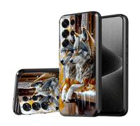 DISUOFEART for Samsung Galaxy S24 Ultra Case, Wolves on Snowy Autumn Ledge Military-Grade Shockproof Protection, Camera Lens Protector & Adjustable Kickstand, Heavy Duty Drop Protection