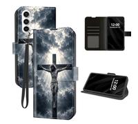 DISUOFEART for Samsung Galaxy S24 Wallet Case, Crucifix Under Heaven | Card Holder, RFID Blocking, Magnetic Snap, Kickstand and Detachable Wrist Strap for Convenient Everyday Carry
