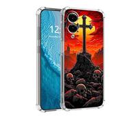 DISUOFEART for Samsung Galaxy S25 Edge Case with Pattern Design, Anti-Scratch Transparent Hard Back Phone Cover, Dusk Skull Cross Clear Slim Shockproof Military-Grade Protection