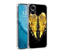 DISUOFEART for Samsung Galaxy S25 Edge Case with Pattern Design, Anti-Scratch Transparent Hard Back Phone Cover, Golden Angel Wings Glittering Clear Slim Shockproof Military-Grade Protection