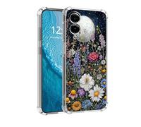 DISUOFEART for Samsung Galaxy S25 Edge Case with Pattern Design, Anti-Scratch Transparent Hard Back Phone Cover, Wildflower Under The Moonlight Clear Slim Shockproof Military-Grade Protection