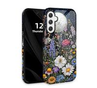 DISUOFEART for Samsung Galaxy S25 FE Case with Double Layer Protection - Film Design 2 in 1 Phone Cover, Wildflower Under the Moonlight Hard Back Panel + Soft TPU Inner