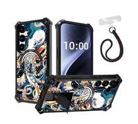 DISUOFEART for Samsung Galaxy S25 Plus Case, Military Grade Shockproof ArmorShield with Hidden Kickstand, White Octopus in The Ocean Heavy Duty Protective Cover [Compatible with Mag-Safe]