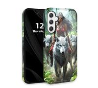 DISUOFEART for Samsung Galaxy S25 Plus Case with Double Layer Protection - Film Design 2 in 1 Phone Cover, Warrior Riding Wolf Pack Hard Back Panel + Soft TPU Inner