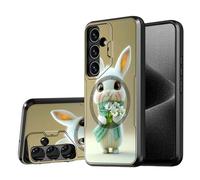 DISUOFEART for Samsung Galaxy S25 Plus/ S24 Plus Case, Bunny with Daisies and Scarf Military-Grade Shockproof Protection, Camera Lens Protector & Adjustable Kickstand, Heavy Duty Drop Protection