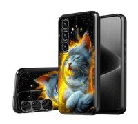 DISUOFEART for Samsung Galaxy S25/ S24 Case, Celestial Kitten Military-Grade Shockproof Protection, Camera Lens Protector & Adjustable Kickstand, Heavy Duty Drop Protection