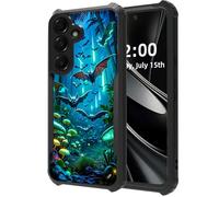 DISUOFEART for Samsung Galaxy S25/ S24 Case, Glowing Bats in Forest Military Grade Defense, Air-Cushioned Shock-Resistant Corner Guards, Yellowing-Proof Acrylic Backplate