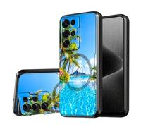 DISUOFEART for Samsung Galaxy S25 Ultra Case, Coconut Trees Ocean Serenity Military-Grade Shockproof Protection, Camera Lens Protector & Adjustable Kickstand, Heavy Duty Drop Protection