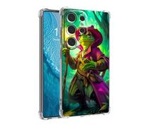 DISUOFEART for Samsung Galaxy S25 Ultra Case with Pattern Design, Anti-Scratch Transparent Hard Back Phone Cover, Frog Wizard in Enchanted Forest Clear Slim Shockproof Military-Grade Protection